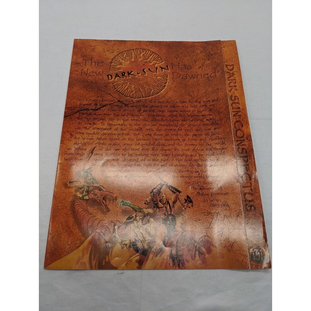 1995 TSR AD&D Dark Sun Advertisement Poster Dungeons And Dragons 31.5" X 21.5"